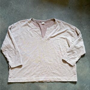 Poetry Boxy V-Neck Pullover Sweater Hemp Cotton Mix Size US 18